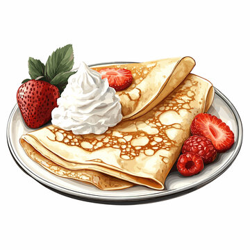 Thin crepes crepe sweet dessert vector isolated on a white background