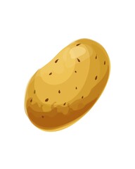 Illustration of a Raw Potato with Realistic Style and Texture on White Background