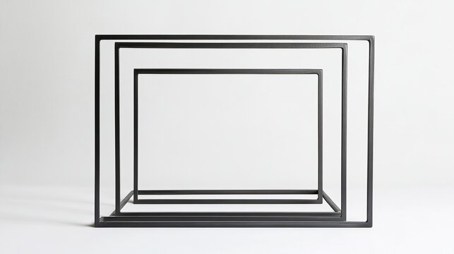 Three nested black metal frames against a white background