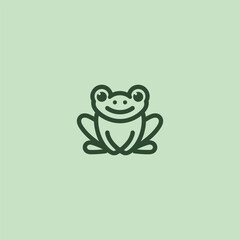 Frog logo in simple and minimalist line art style.