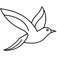 Simple line drawing of a bird in flight graceful wings and elegant design