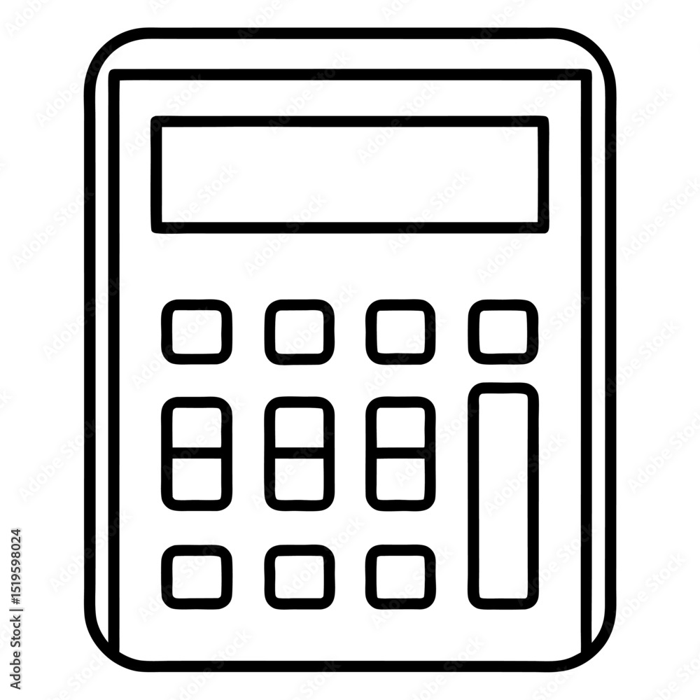 Poster simple line drawing of a basic calculator for mathematical calculations
