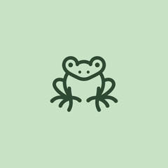 Frog logo in simple and minimalist line art style.