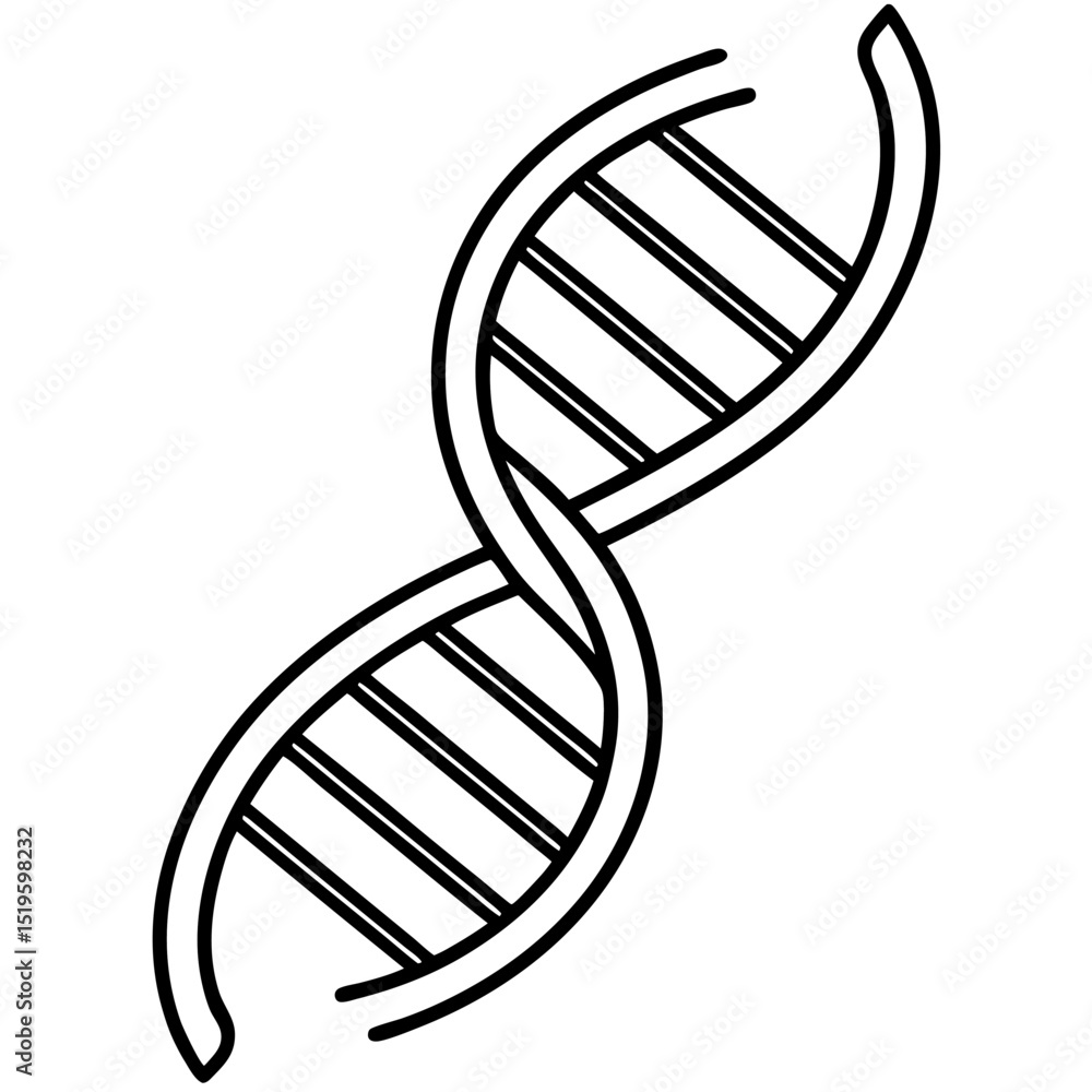 Poster simple line drawing of a dna double helix structure