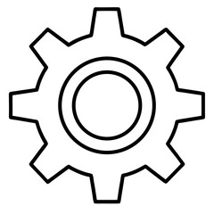 Simple line drawing of a gear cog wheel icon