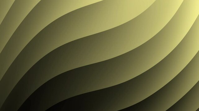 Curved, layered abstract waves in shades of olive green create a smooth, modern background, abstract texture gradient motion background animation.