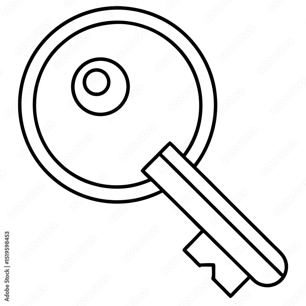 Poster simple line drawing of a key icon for security and access