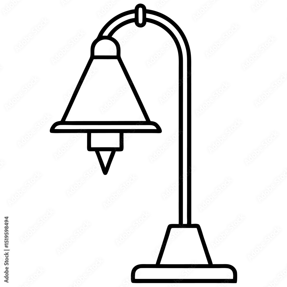 Poster simple line drawing of a classic table lamp with conical shade