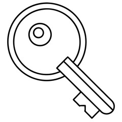Simple line drawing of a key icon for security and access