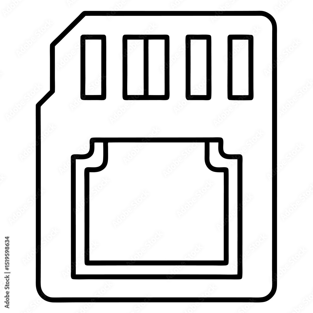 Poster simple line drawing of an sd memory card for digital devices
