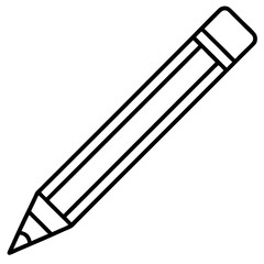 Isolated black pencil vector illustration with silver metal and eraser