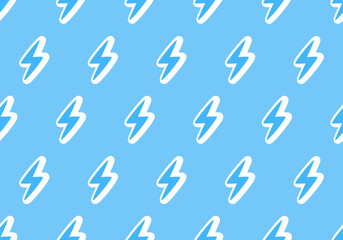 Lightning Bolts Seamless Cute Pattern. Childish Thunders. Seamless pattern with lighting strike signs or symbols