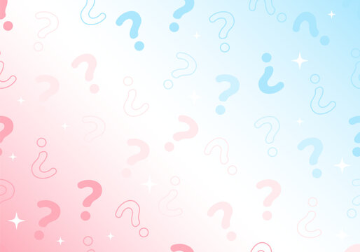 Gender party blue and pink background for a gender reveal theme, perfect for baby shower invitations, announcements, or creative party designs. Question mark background