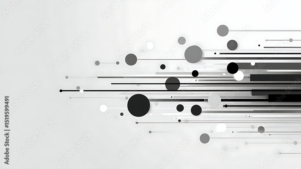 Fototapete minimal flat geometric line composition with gray linear elements on white background. clean abstrac