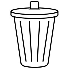 Trash can icon vector illustration: isolated metal dustbin symbol for recycle garbage and waste
