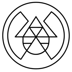 Green vintage celtic peace symbol pentagram star illustration and radiation warning sign vector icon set