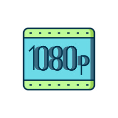 Filled outline Full HD 1080p icon isolated on white background. Flat filled outline style with shadow. Vector