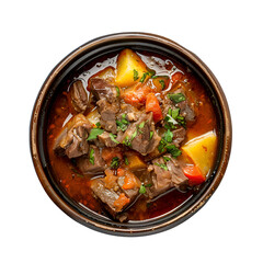 Hearty Beef Stew with Vegetables in a Bowl transparent background

