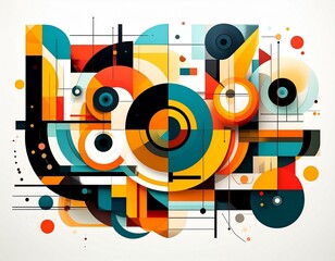 Obraz premium Abstract Geometric Art Print Vibrant Colors Bold Shapes Modern Design Wall Decor