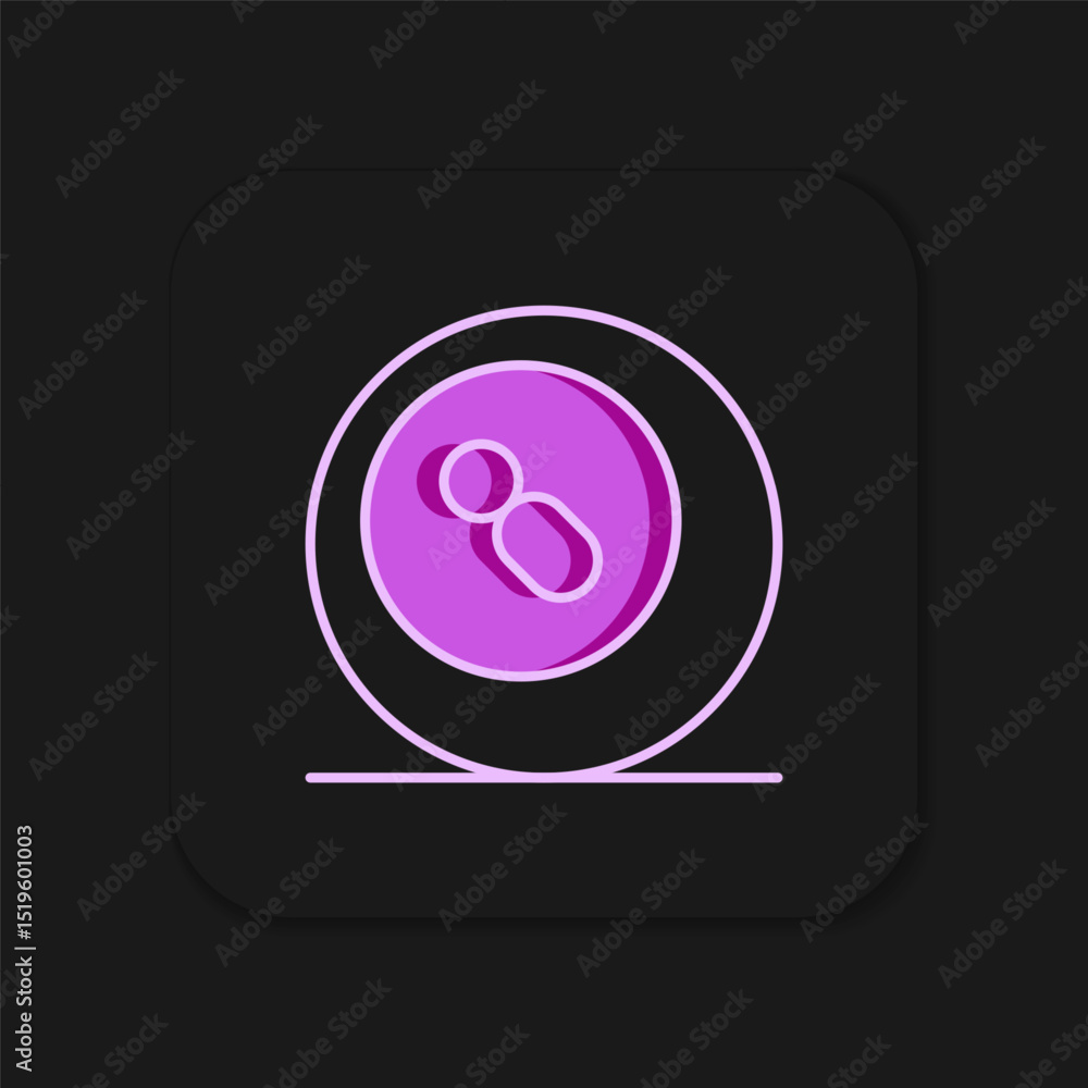 Poster filled outline billiard pool snooker ball with number 8 icon isolated on black background. flat fill