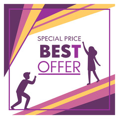 Special Price Best Offer Sale Banner Modern Purple Promotion Design