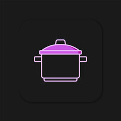 Filled outline Cooking pot icon isolated on black background. Boil or stew food symbol. Flat filled outline style with shadow. Vector