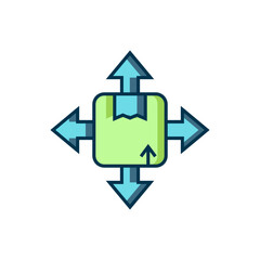 Filled outline Carton cardboard box icon isolated on white background. Box, package, parcel sign. Delivery and packaging. Flat filled outline style with shadow. Vector