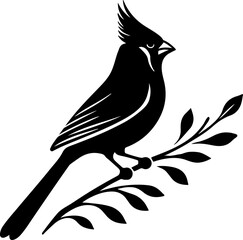 Elegant Silhouette of a Cardinal Perched on a Branch