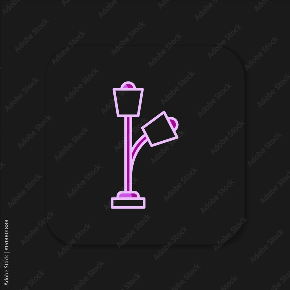 Poster filled outline floor lamp icon isolated on black background. flat filled outline style with shadow. 