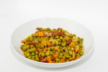 Traditional peas cooking plate with meat