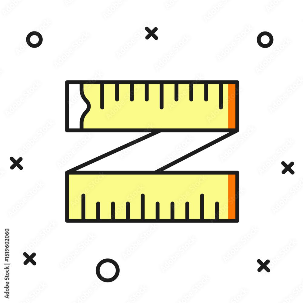 Poster filled outline tape measure icon isolated on white background. measuring tape. flat filled outline s