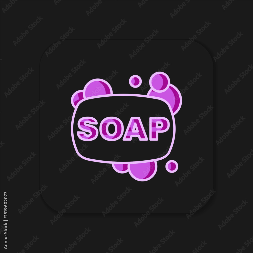 Poster filled outline bar of soap icon isolated on black background. soap bar with bubbles. flat filled out