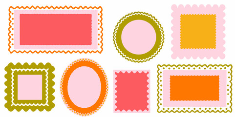 Colorful Vintage Vector Frames & Labels Set for Scrapbooking and Card Design

