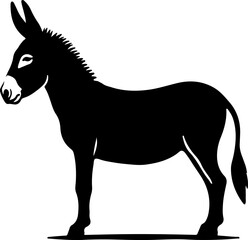 Simple Black and White Silhouette of a Donkey