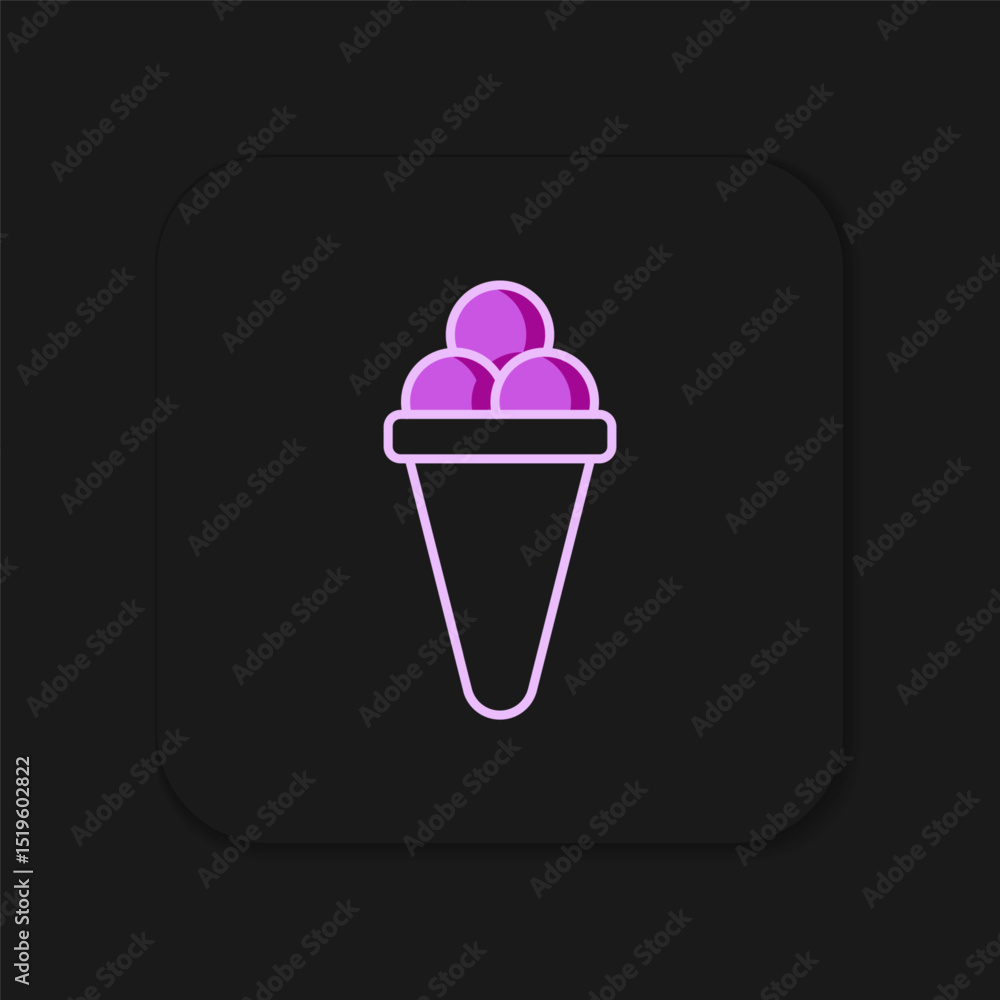 Poster filled outline ice cream in waffle cone icon isolated on black background. sweet symbol. flat filled
