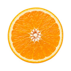 Bright orange slice on black background showcasing vivid citrus detail