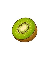 Illustration of a Halved Kiwi Fruit With Vibrant Green Interior