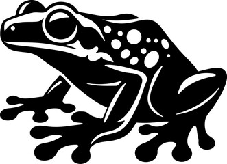 Striking Black and White Illustration of a Frog
