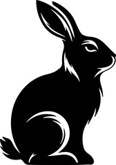 Stylish Black and White Silhouette of a Sitting Rabbit