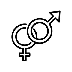 Gender equality outline icon, isolated on white background