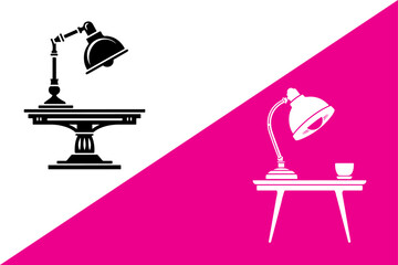 Stylish Desk Lamp and Table Vector Illustration