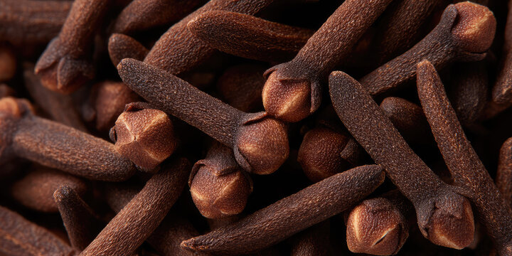 Cloves are shown in a close-up, highlighting their textured surface and unique shape. Spices and flavoring ingredients