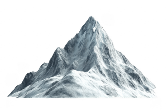 Snowy mountain peak 3d render isolated on transparent background