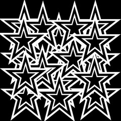 Abstract background of stars in black and white colors