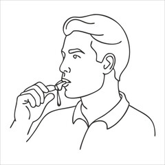 Vector icon of coach blowing whistle to signal start or stop. Game authority or training supervision representation.