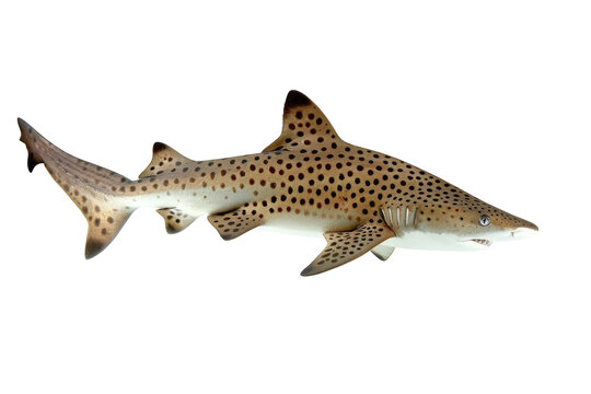 Leopard Shark Isolated On White or transparent. The Animal Has Beautiful Colors And Texture Detail. Nature In A Captivating Close-Up.