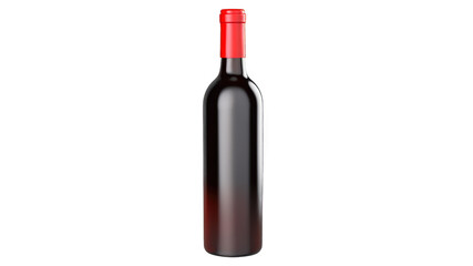 Red wine bottle against a black background.