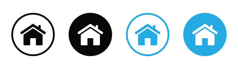 "Home Interface Icon  Circular House Symbol for Website & App, Main Screen Icon – Minimalist Home Sign in Circle"

