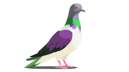 Colorful pigeon illustration on a black background.