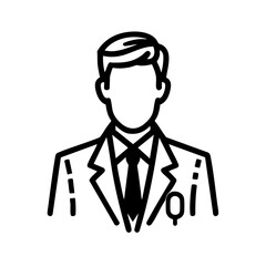 linear vector illustration of a man in a business suit in a minimalist style